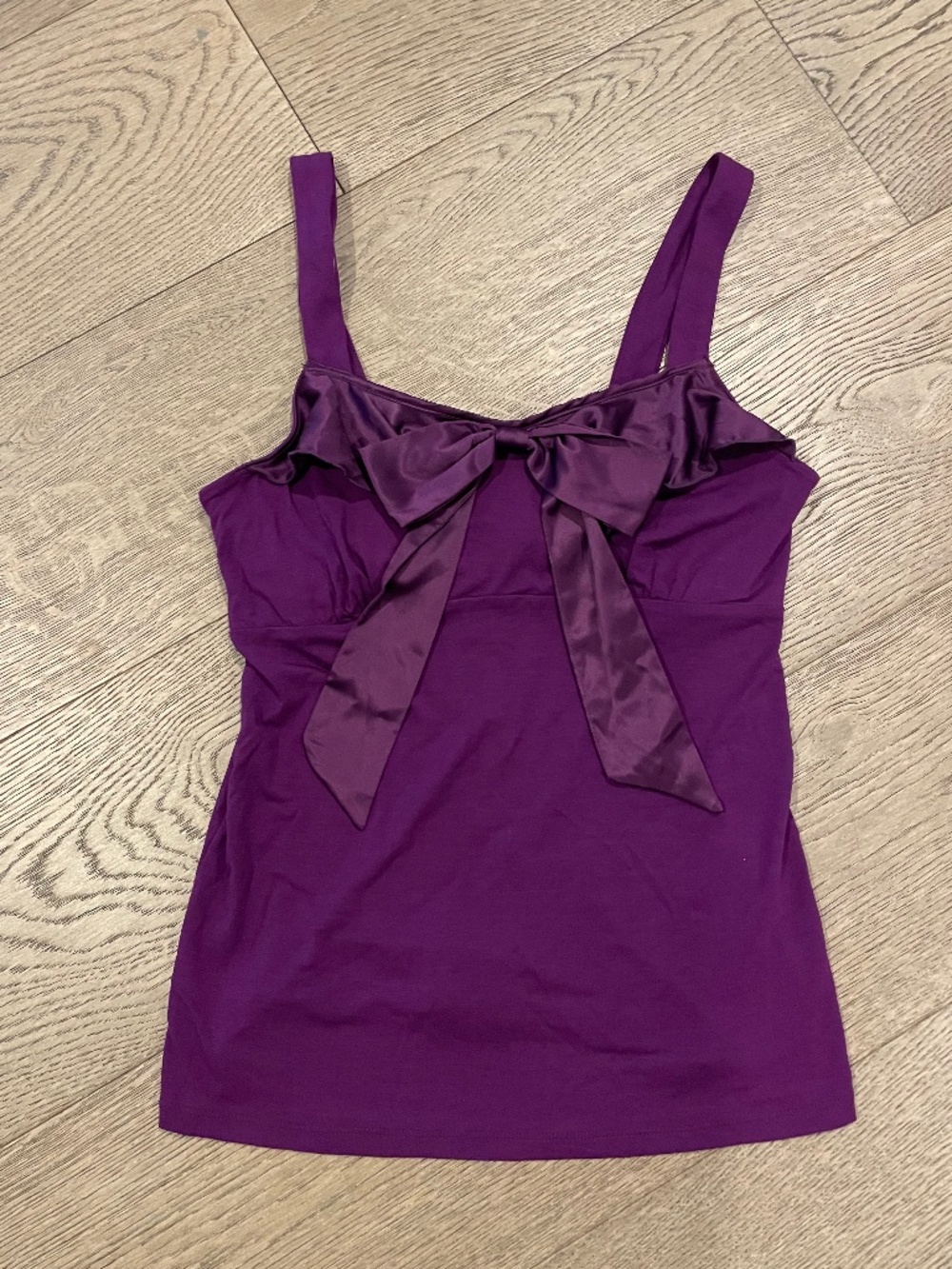 Moda International Royal Purple Bow Tank Size Small